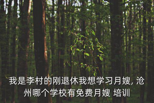 我是李村的刚退休我想学习月嫂, 沧州哪个学校有免费月嫂 培训