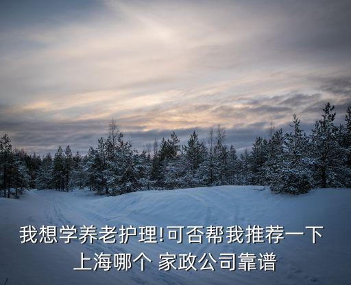 我想学养老护理!可否帮我推荐一下 上海哪个 家政公司靠谱