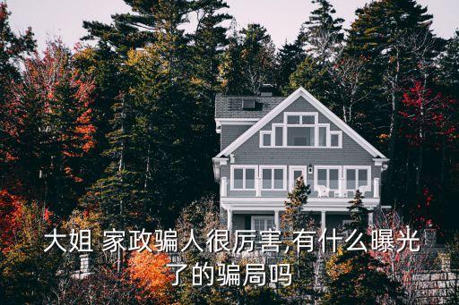  大姐 家政骗人很厉害,有什么曝光了的骗局吗