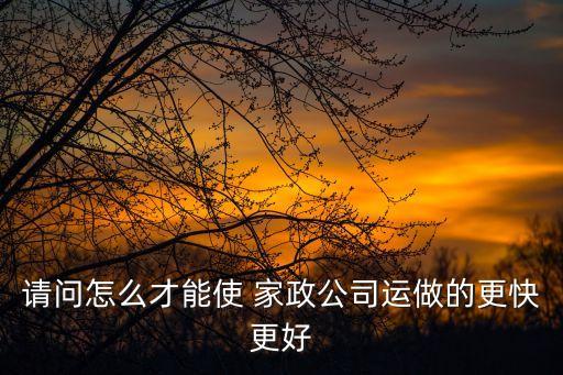 请问怎么才能使 家政公司运做的更快更好