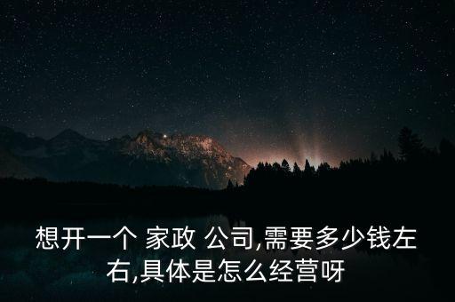 想开一个 家政 公司,需要多少钱左右,具体是怎么经营呀