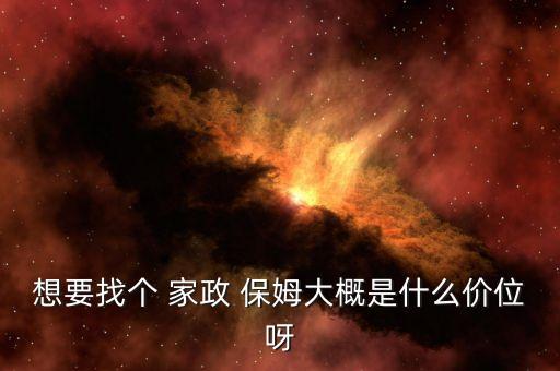 想要找个 家政 保姆大概是什么价位呀