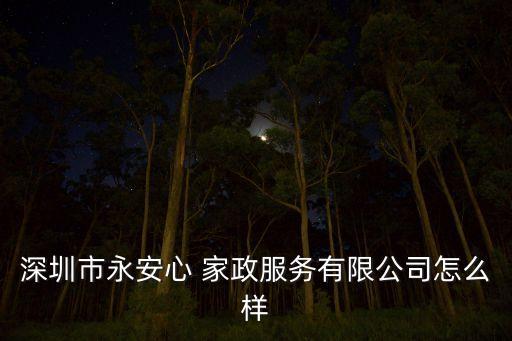 深圳市永安心 家政服务有限公司怎么样
