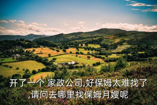 开了一个 家政公司,好保姆太难找了,请问去哪里找保姆月嫂呢