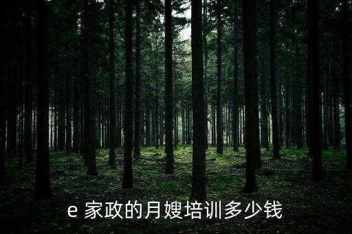 e 家政的月嫂培训多少钱
